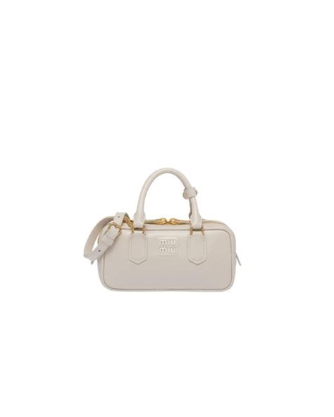 miu miu cabas|Chalk White Arcadie Leather Bag .